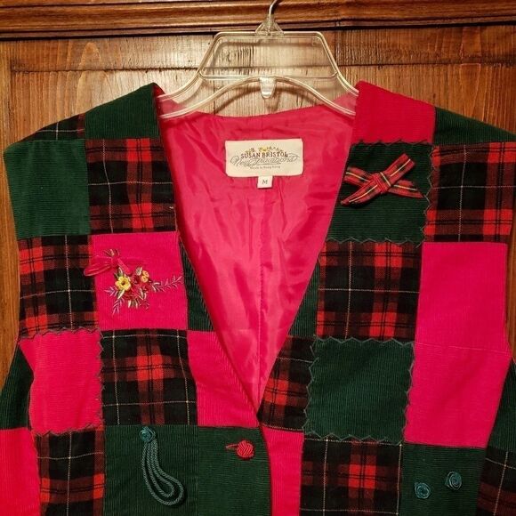 Vintage Susan Bristol Tartan Plaid Christmas Vest - Picture 2 of 8